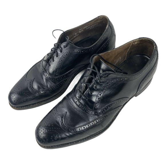 Comfort Plus Mens 9 D/C Leather Wing Tip Oxford Dr - Picture 4 of 6